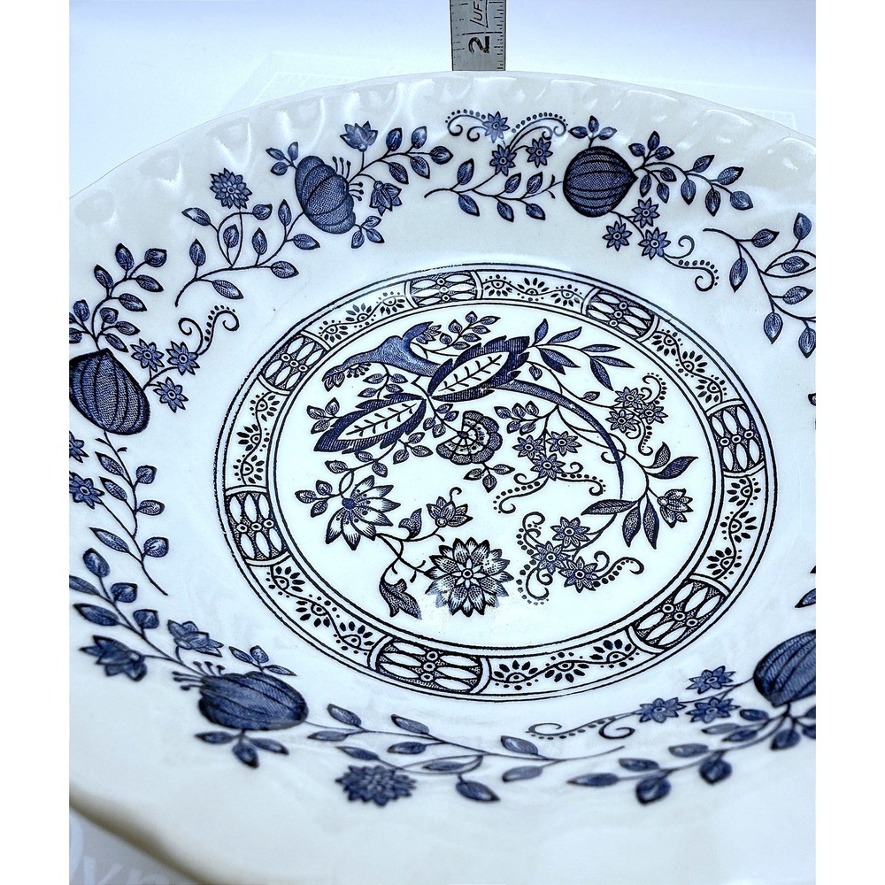 1980s Myott Meakin Blue Onion Nordic Set of 4 Cereal Individual Size Bowls 6.5" - Picture 8 of 8